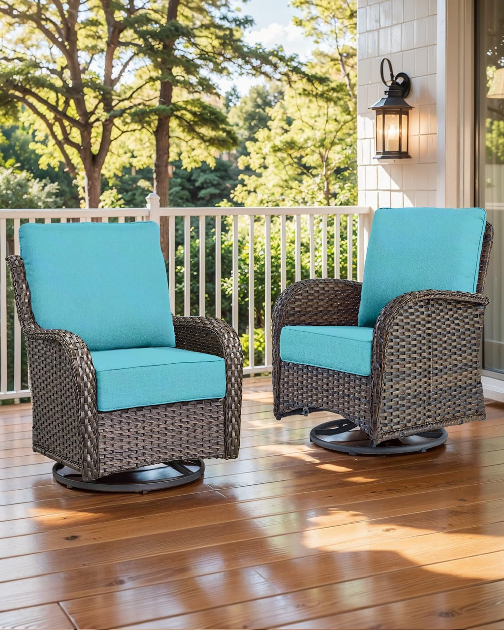 Luxury 22x24/22x25 6-Inch Outdoor Deep Seat Cushions Set of 6 - Comfortable Patio Zipper Chair Cushion for Wicker Dining Rocking Gilider Loveseat Couch Sectional Sofa - Turquoise