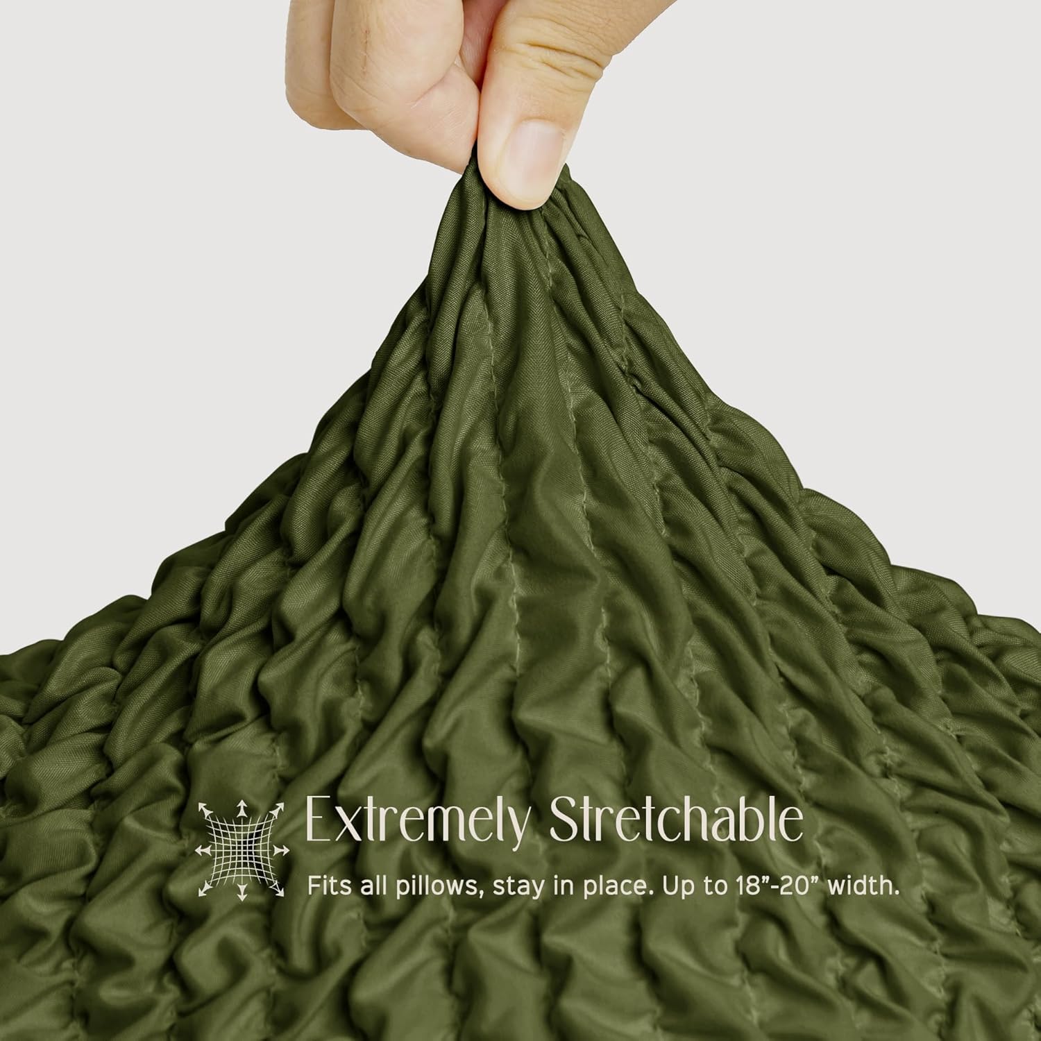 Decorative Throw Pillow Cover Elastic Couch Pillow Covers 18 x 18 & 20 x 20 Inch with Invisible Zipper Cushion Case for Bed Couch Sofa Living Room Home Decor (Pack of 1, Olive)