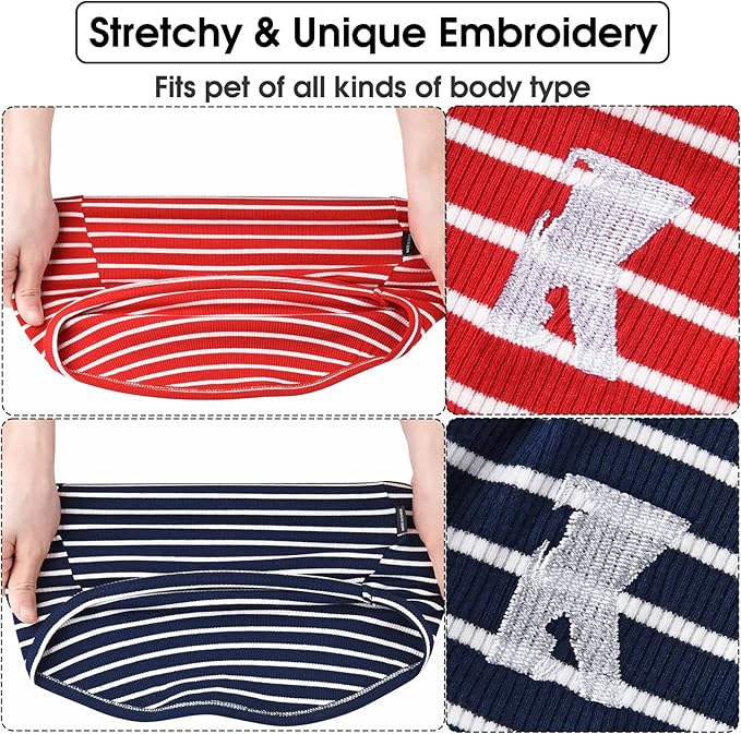 Koneseve Dog Shirt Vest Lightweight Stretchy Dog T-Shirts Soft Cool Sleeveless Stripe Vests Breathable Clothes for Puppy Kitty Cats Small Medium Large Dogs 2 Pack Red + Blue [ 3XL ]
