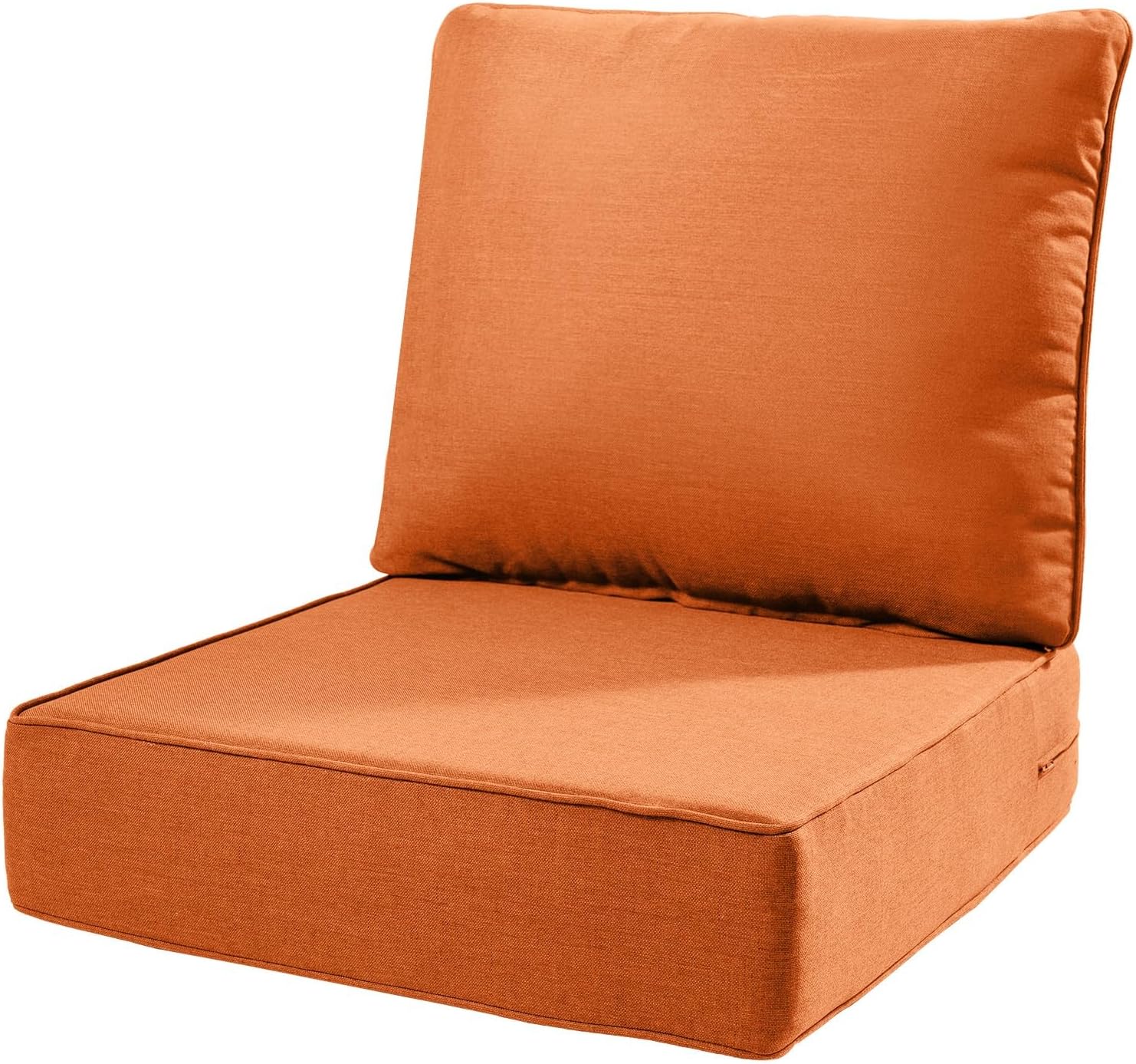 6" Thick Outdoor Cushions 22x24x6, 1-Set Deep Seat Patio Cushions with Removable Cover, Waterproof & Fade Resistant Replacement for Wicker Chair, Loveseat, Sofa - Orange