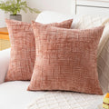 Decorative Throw Pillow Covers 22x22 Inch Set of 2, Soft Solid Farmhouse Chenille Couch Pillows, Spring Pillow Covers for Couch Sofa Bed Living Room Home Decor Pillowcase, Coral