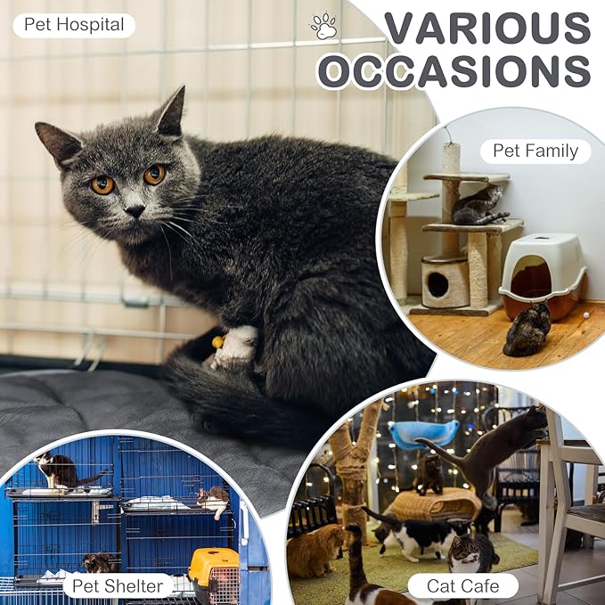 8 Pack Self Heating Cat Mat Self Warming Cat Bed 20"x16" Extra Warm Thermal Pet Bed Mat Reflects Body Heat Washable Dog Crate Pad for Indoor Outdoor Pets(Gray)