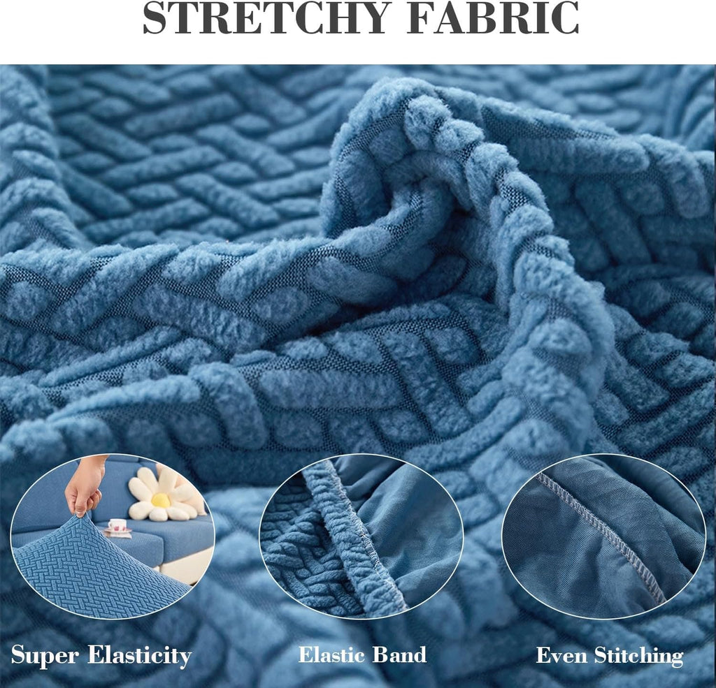 2Pcs Couch Arm Covers, Armrest Cover for Sofa, Sofa Arms Covers Washable Arms with Twist Pins Soft,Skin-Friendly for Pets (Texture Blue, Armrest Cover)