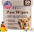 Natural Dog Paw Wipes -50 Ct- Organic, Vegan Pet Paw Wipes for Dogs, Eco-Friendly Dog Paw Wipes for Dogs, Ideal for Removing Dirt, Allergens & Moisturizes Dry Cracked Paws, Coconut Oil & Cocoa Butter