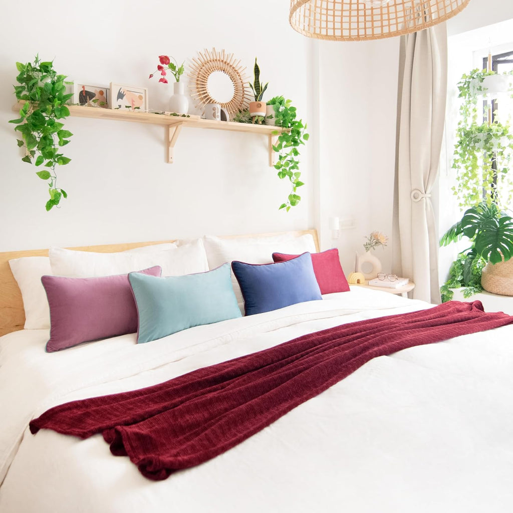 MONDAY MOOSE Decorative Throw Pillow Covers Cushion Cases, Set of 4 Soft Velvet Modern Double-Sided Designs, Mix and Match for Home Decor, Pillow Inserts Not Included (12x20 inch, Purple/Blue)