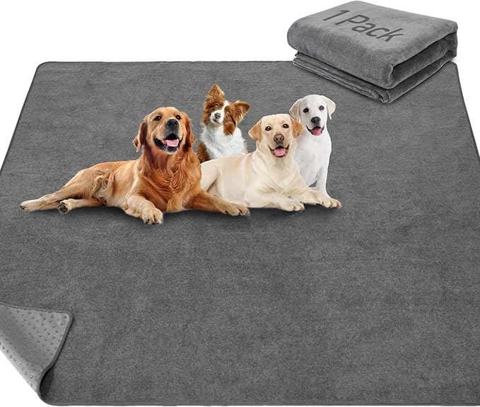LOOBANI Non-Slip Washable Pee Pad for Dogs, 1 Pack Extra Large Reusable Dog Mat for Floor, Fast Absorbent Pet Whelping Pads, Puppy Playpen Mat for Incontinence, Housebreaking, Crate, 82x102in,Gray