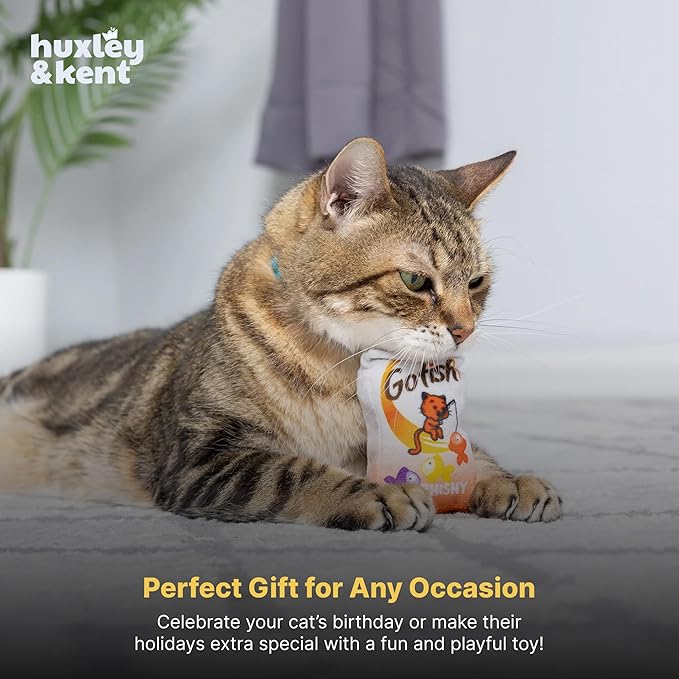 Huxley & Kent Plush Cat Toy - Interactive Catnip Toy for Cats & Kittens - Soft with Crinkle & Catnip - Fun Indoor Play - Sweetest Fish