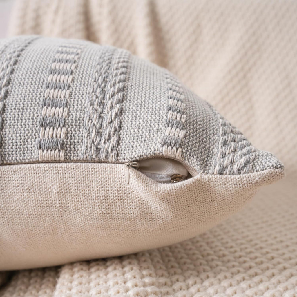 Boho Throw Pillow Covers 12x20 Inch Set of 2, Farmhouse Decorative Couch Pillow Cases, Grey Accent Pillows of Bed, Sofa Bedroom Living Room Home Decor Cushion Cover
