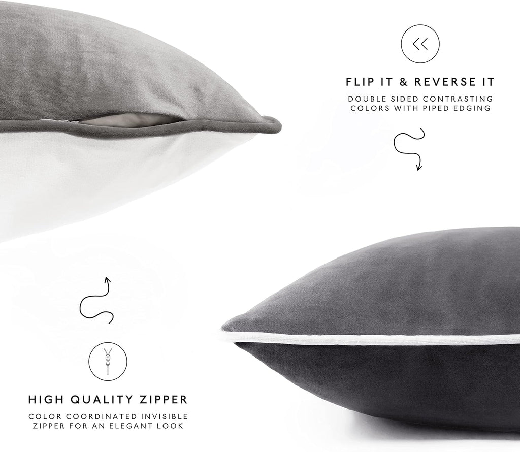 MONDAY MOOSE Decorative Throw Pillow Covers Cushion Cases, Set of 4 Soft Velvet Modern Double-Sided Designs, Mix and Match for Home Decor, Pillow Inserts Not Included (20x20 inch, Black/White)