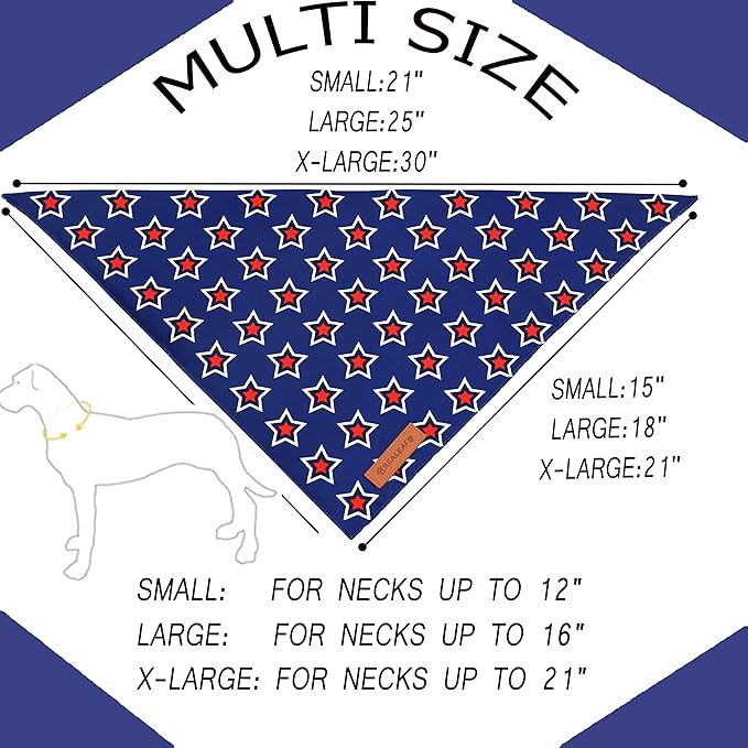 Realeaf American Flag Dog Bandanas 2 Pack, Triangle Reversible 4th of July Pet Scarf for Boy and Girl, Premium Durable Fabric, Patriotic Bandana for Small Medium Large and Extra Large Dogs (X-Large)