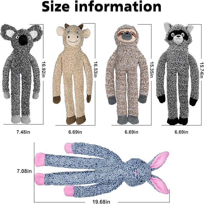 Cattle No Stuffing Dog Toys for Large Dogs, Squeaky Crinkle Interactive Dog Animals, Plush Teething Toys to Keep Them Busy, Cute Funny Dogs Gifts for Small Medium Large Breed