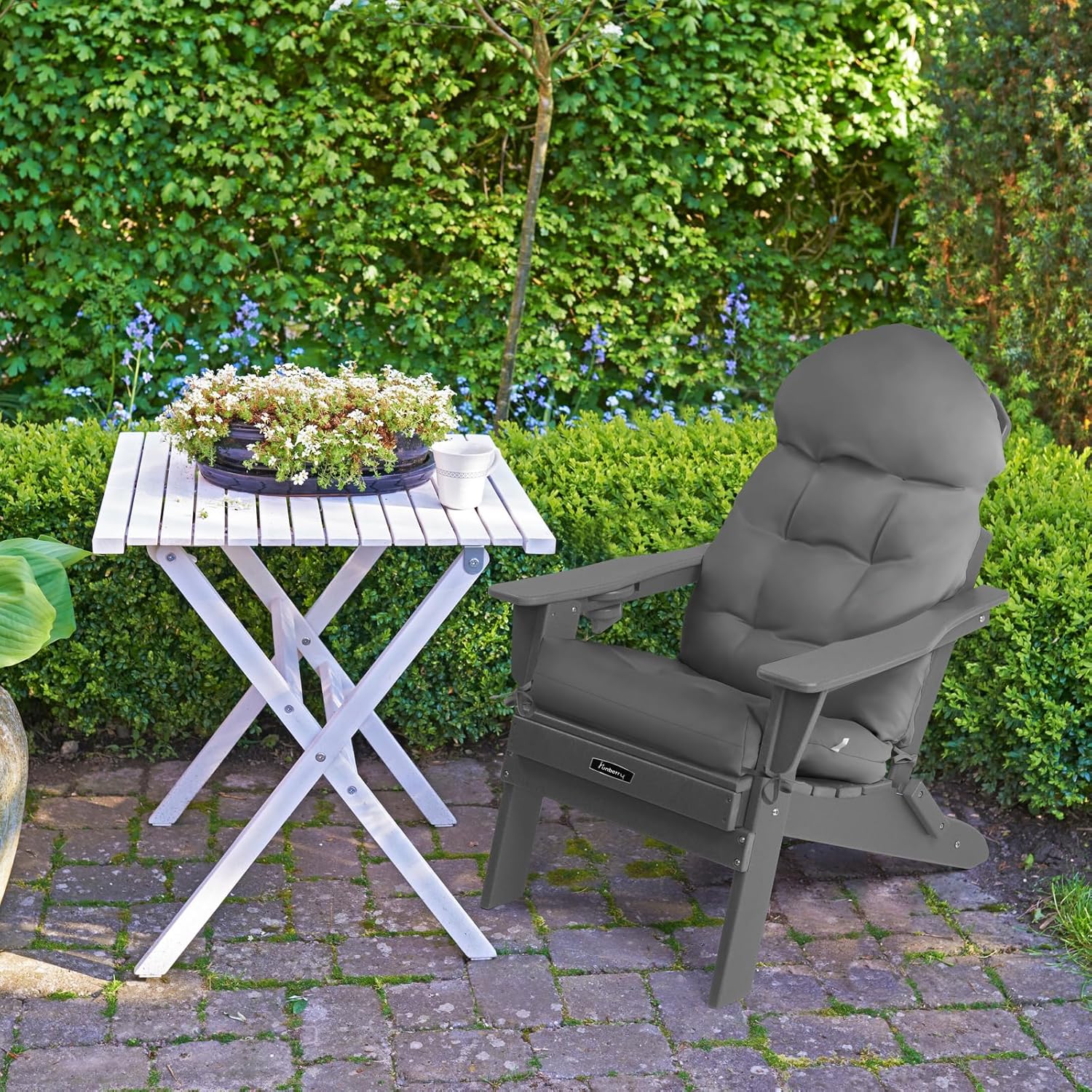 FUNBERRY High Back Patio Chair Cushions (Set of 4), Waterproof, UV Fade Resistant, Improved Comfy Outdoor Chair Cushions for Adirondack, Rocking Chairs