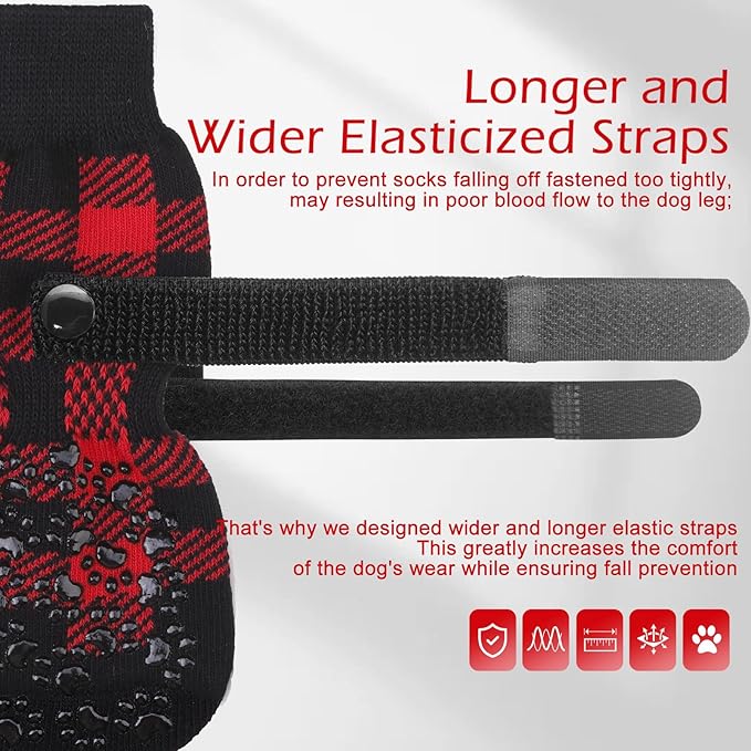 EXPAWLORER Anti-Slip Dog Socks-Double Sides Grips Traction Control on Hardwood Floor,Dog Shoes for Hot/Cold Pavement,Best Paw Protector,Prevents Licking,for Puppy Small Medium Large Senior Dogs