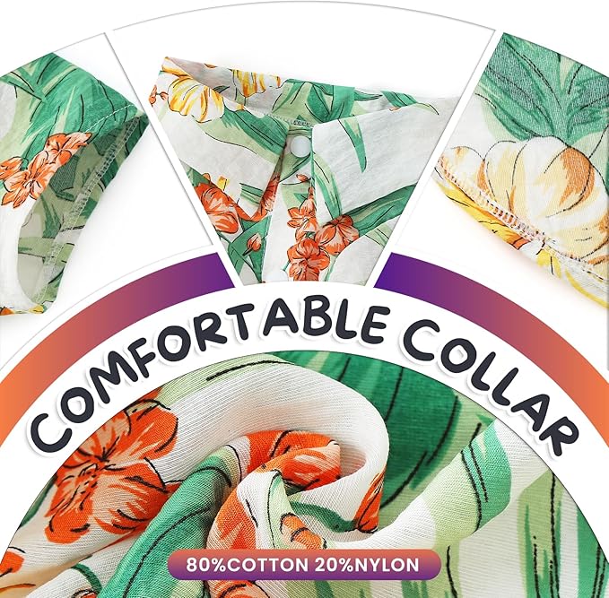 Hawaii Dog Shirt, Pet Summer T-Shirts Dog Style Floral Breathable Cool Clothes Hawaiian Shirts for Small Dogs and Cats Owner and Pet Shirts are Sold Separately