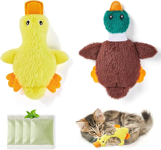 Potaroma Cat Toys Catnip Crinkly Sound 2 Pcs, Mess-Free Stuffless Kitten Toy, Durable Feline Bite Interactive Kicker Toys for Cat Indoor Exercise 6.5 Inches