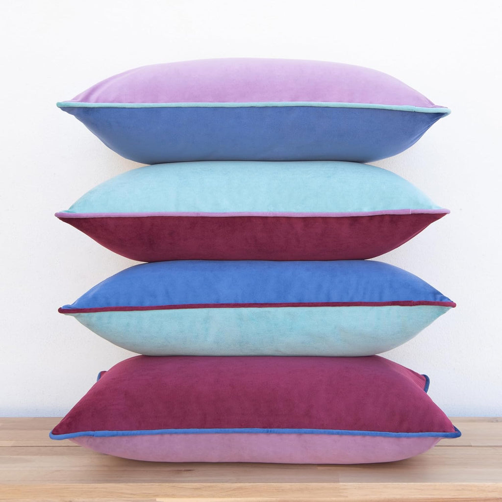 MONDAY MOOSE Decorative Throw Pillow Covers Cushion Cases, Set of 4 Soft Velvet Modern Double-Sided Designs, Mix and Match for Home Decor, Pillow Inserts Not Included (12x20 inch, Purple/Blue)