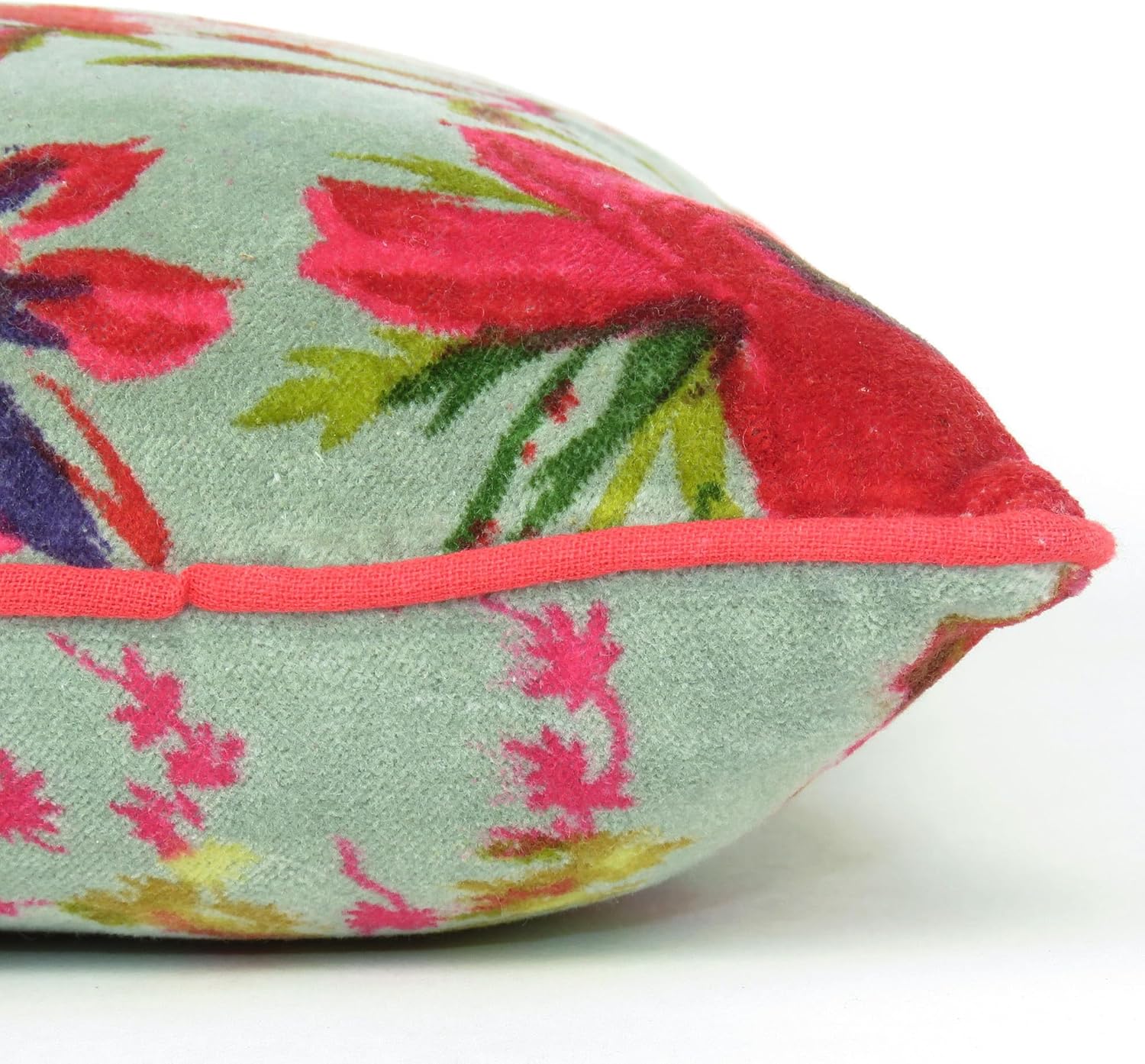 Eyes of India Colorful Velvet Floral Flower Bird Throw Sofa Cushion Couch Pillow Cover Case Boho Chic Decorative Bohemian Accent Indian Handmade (12 X 20 in. (30 X 50 cm), Green)