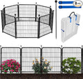 ADAVIN 48 in(H) Garden Fence without Gate, 8 Panels Total 17.7 Ft(L), Dog Fence Outdoor For Yard, Fencing for garden beds, Dog Digging Fences Barrier, Black Iron Metal Heavy Flowers Fences and Borders