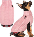KYEESE Dog Sweater Stretchy Knitwear Cat Clothes Soft Pullover Dog Sweaters for Small Dogs Girl Thick Pet Coat for Fall Winter Cold Weather Warm Turtleneck Small Dogs Sweater with Gingham Patchwork