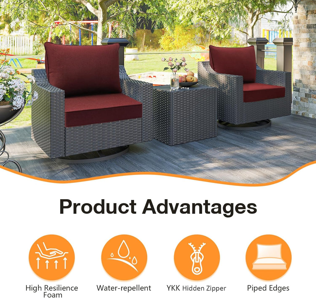 Sunbrella Outdoor Chair Cushions Set, 22" x 22", Set of 2, Water-Repellent, Fade Resistant, Deep Seat Bottom and Back Cushion for Backyard, Couch, Sofa and Patio Furniture, Spectrum Brick