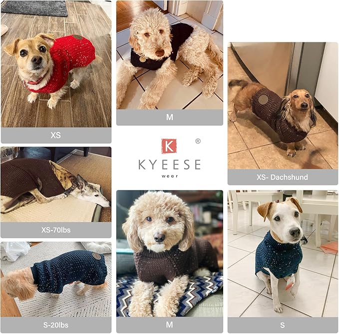 KYEESE Dog Sweater with Leash Hole for Small Dogs Male Warm Pullover with Reflective Thread Soft Knitwear Boy Dog Clothes Cozy Lightweight Thick Sweater Pet Indoor Outdoor Wear,Orange,X-Small