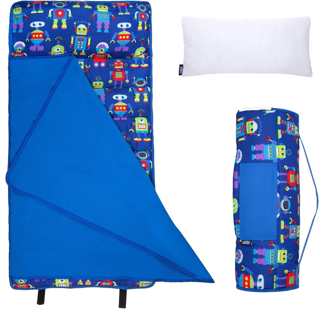 Wildkin 43-inch Kids Nap Mat – Soft Microfiber Toddler Sleeping Mat with Pillow