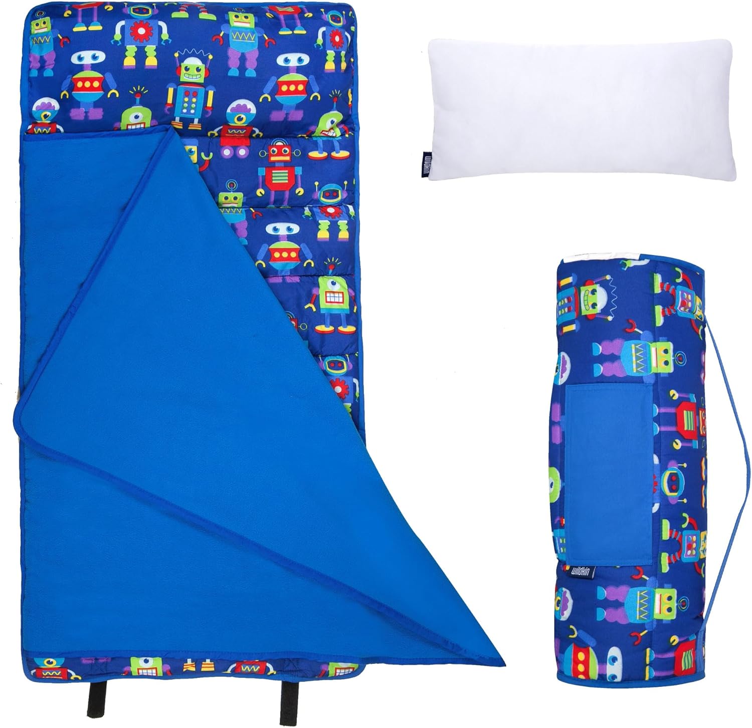 Wildkin 43-inch Kids Nap Mat – Soft Microfiber Toddler Sleeping Mat with Pillow