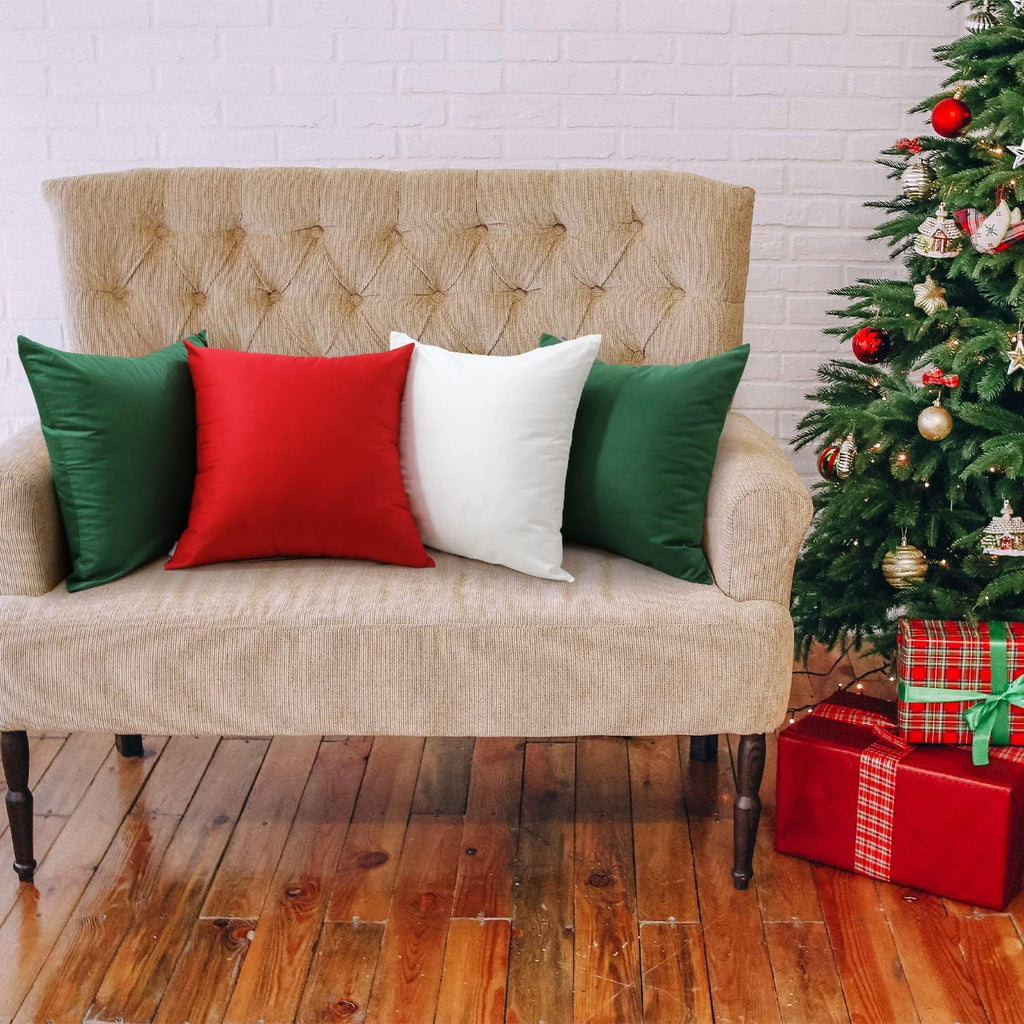 Thmyo 4-Pack 100% Cotton Comfortable Solid Decorative Throw Pillow Case Square Cushion Cover Pillowcase Sublimation Blank Pillow Covers Christmas DIY Throw Pillowcase (18x18inch/45x45cm,White)