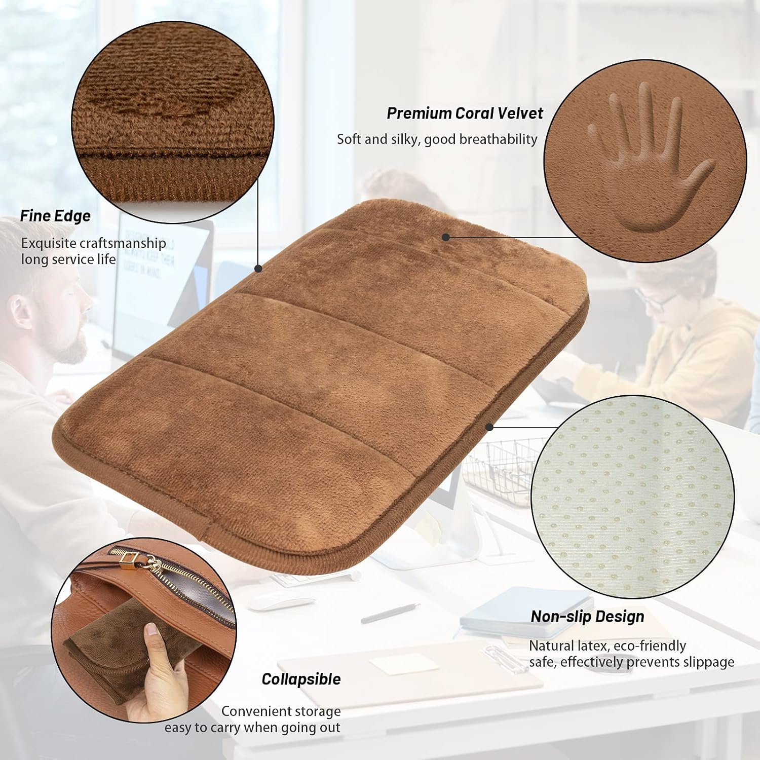 2 Sets Upgrade Computer Wrist Elbow Pad, DILIBRA Portable Memory Foam Arm Wrist Rest Pillow, Soft and Anti-Slip Wrist Support Mat for Keyboard Desktop Office Gaming - Alleviate Elbow Pain (Brown)