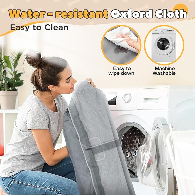 71x59x26 Inches Puppy Playpen with Gate, Dog Playpen for Puppies or Small Dogs, Sturdy Safety Dog Fence Pet Playpen with Thickened Fabric, High-Strength Nylon Wire Mesh for Indoor & Outdoor,Washable