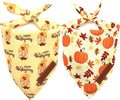 Realeaf Thanksgiving Dog Bandanas 2 Pack, Pumpkins and Happy Thanksgiving Pet Scarf for Boy and Girl, Premium Durable Fabric, Reversible Holiday Bandana for Medium and Large Dogs Pets (Large)