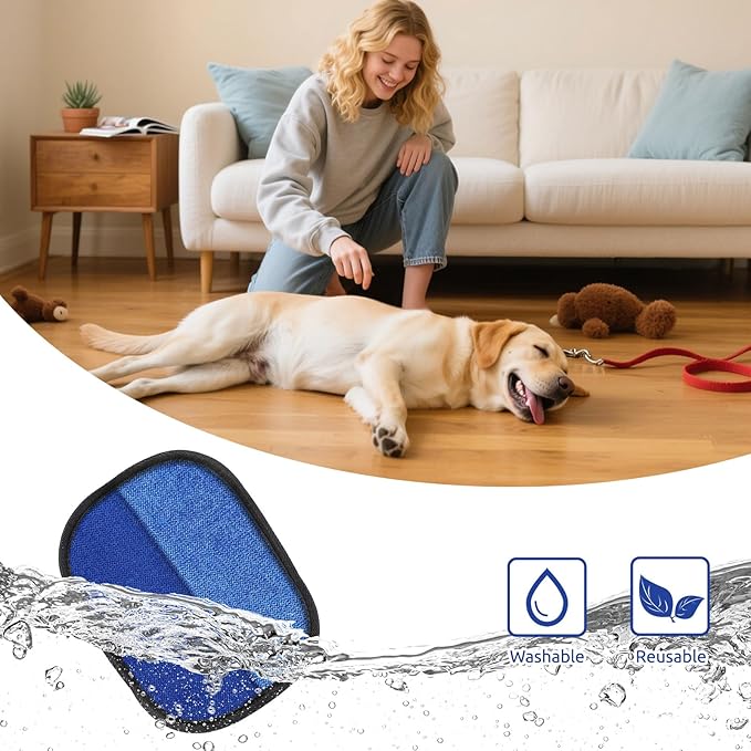 SAWMONG Pet Hair Removal Glove, 2Pcs Cat & Dog Reusable Pet Hair Remover Gloves 2025 New Upgrade, Grooming Pet Hair Remover Tool