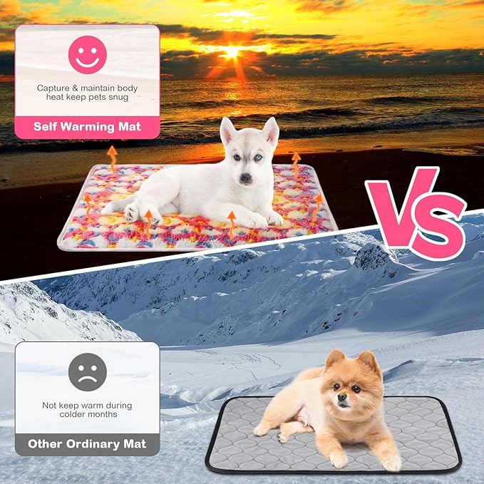 4 Pack Self Heating Cat Bed Cat Self Warming Pad with Removable Cover Extra Warm Thermal Pet Pad Washable Pet Crate Mat Anti Slip Kennel for Indoor Outdoor Pets(Stars Moon,16 x 20 Inches)