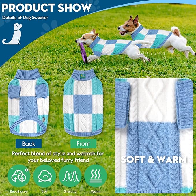 Pet Sweaters,Turtleneck Pullover Dog Sweater,Pet Sweaters for Dogs,Pet Clothes,Pet Clothing,Suitable for All Types of Dogs and Most Seasons (Blue Group,M)