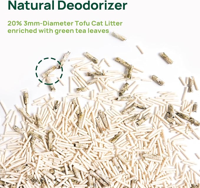 18lbs Tofu Cat Litter Clumping, Flushable, Dust-Free, Low Tracking, Lightweight, Ultra Absorbent and Fast Drying, 100% Natural Pea Husk Kitty Litter Solubility in Water, (9lbs×2bags)