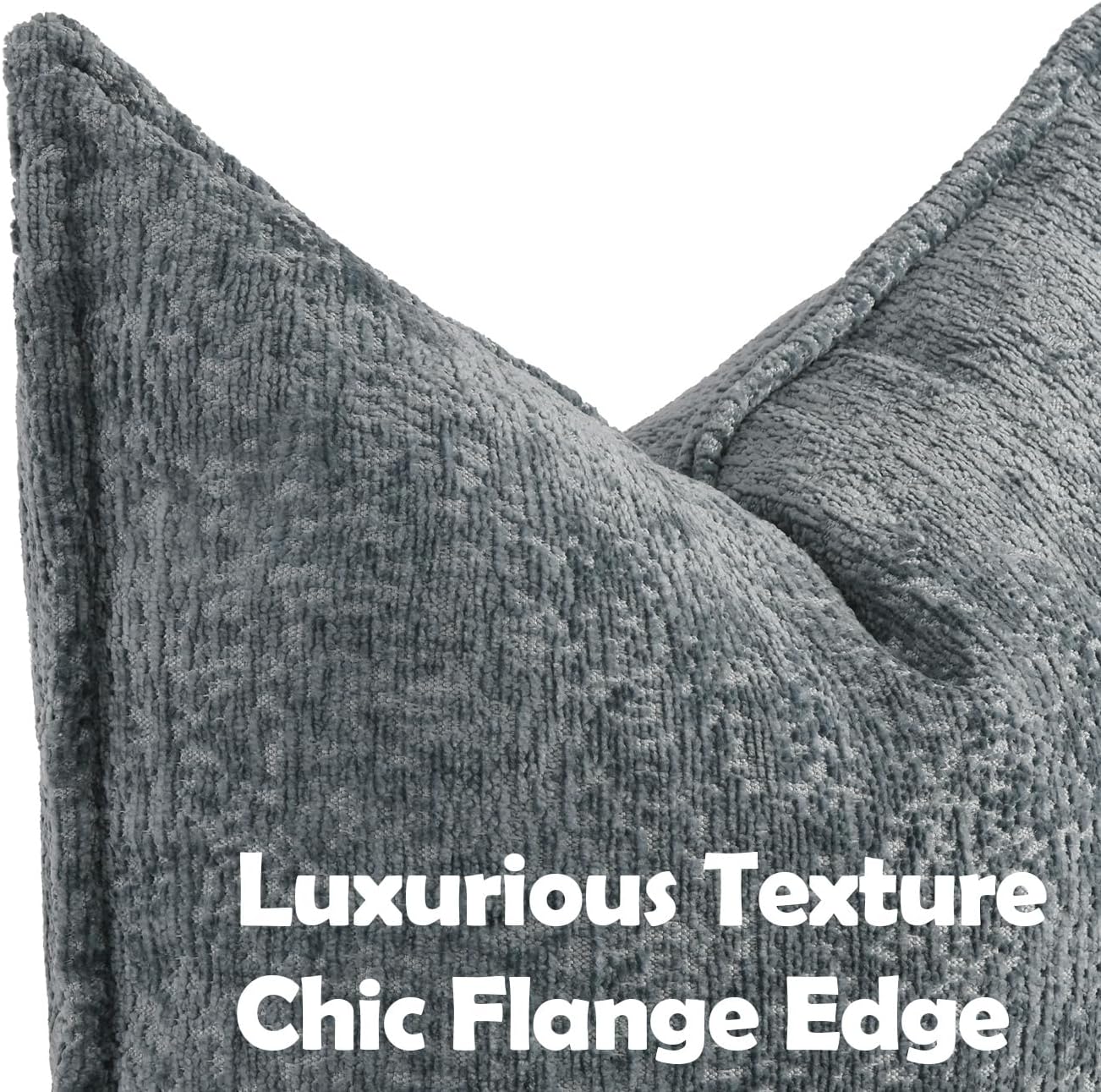 Pack of 2 Dusty Blue Decorative Throw Pillow Covers 18x18 Cozy Soft Chenille Boho Accent Vintage Farmhouse Square Couch Pillow Covers for Home Decor Bed Sofa Living Room