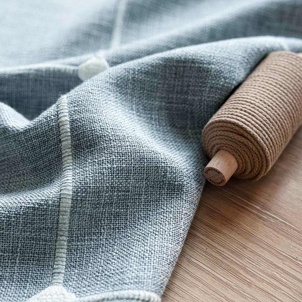 Foindtower Pack of 2 Decorative Faux Linen Jacquard Check Throw Pillow Covers Farmhouse Lumbar Cushion Cover with Grid Textured Accent Pillowcase for Couch Living Room Home Decor,12×20 Inch,Light Blue