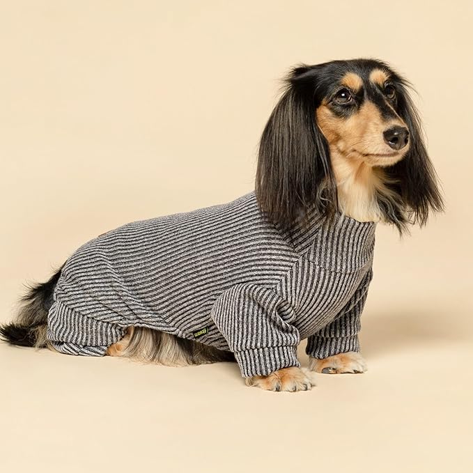 Fitwarm Mock Neck Knitted Dog Pajamas, Warm Winter Clothes for Small Dogs Boy Girl, Pet Pjs, Grey, XL