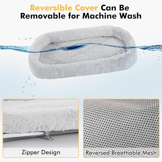 Cat Window Perch, Cordless Cat Hammock Window Seat with Cozy Pad Bed Cover for Indoor Cats, Durable Metal Frame Support Pet Bed with 4 Suction Cups for Large Cats (Cushion Pad Bed - Grey)