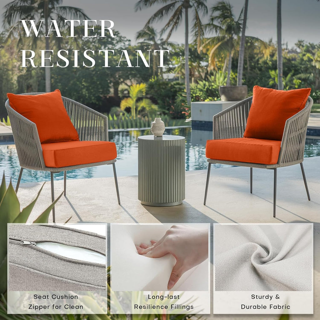 Rilyson Patio Cushions for Outdoor Furniture - 24×24 Inches High Back and Deep Seating Outdoor Cushion for Patio Chairs Sofa Couch Loveseat Water Resistant(Orange/2 Set/No Button)