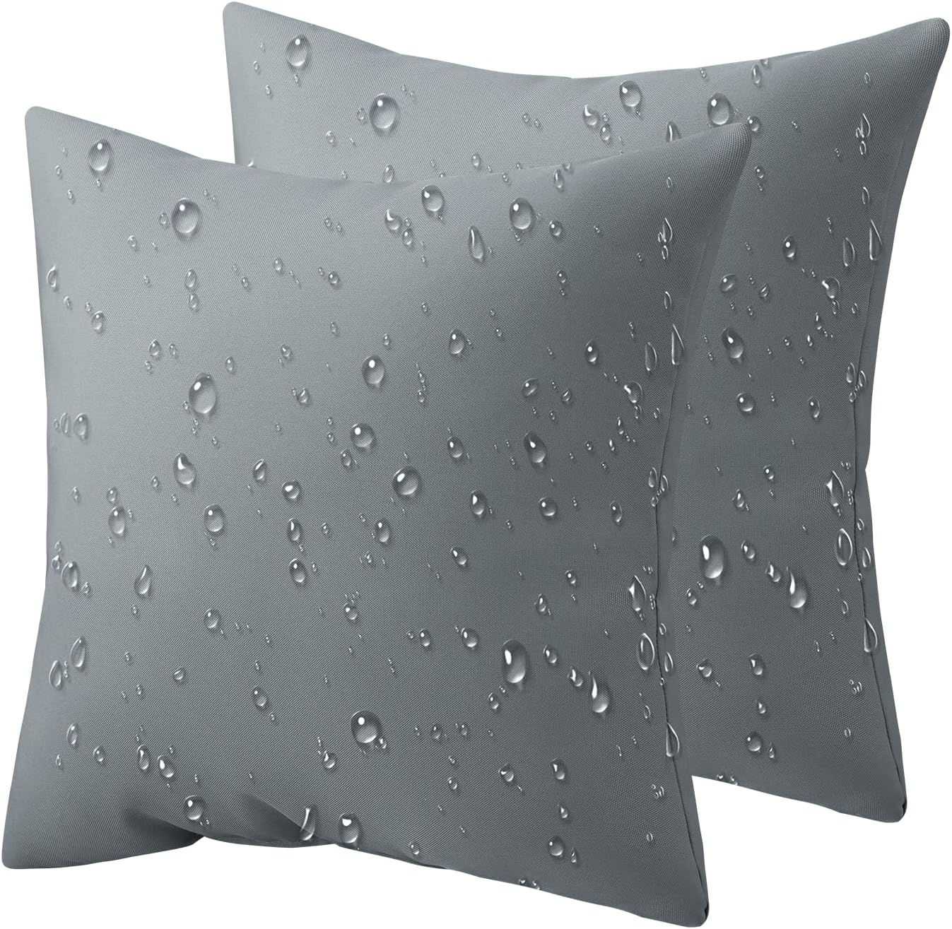 Phantoscope Pack of 2 Premium Dual Usage Outdoor Pillow Inserts, Waterproof Throw Pillows No Cover Needed, Colorful Decorative Couch Sham Cushion Stuffer Patio Couch Tent, Gray 20 x 20 Inches