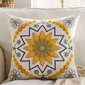 Embroidered Throw Pillow Cover 20x20 Classic Boho Floral Pattern Pillows Cover Outdoor Decorative Pillowcase,Durable Cozy Textured Cushion Case for Sofa Couch Bed Living Room,Yellow