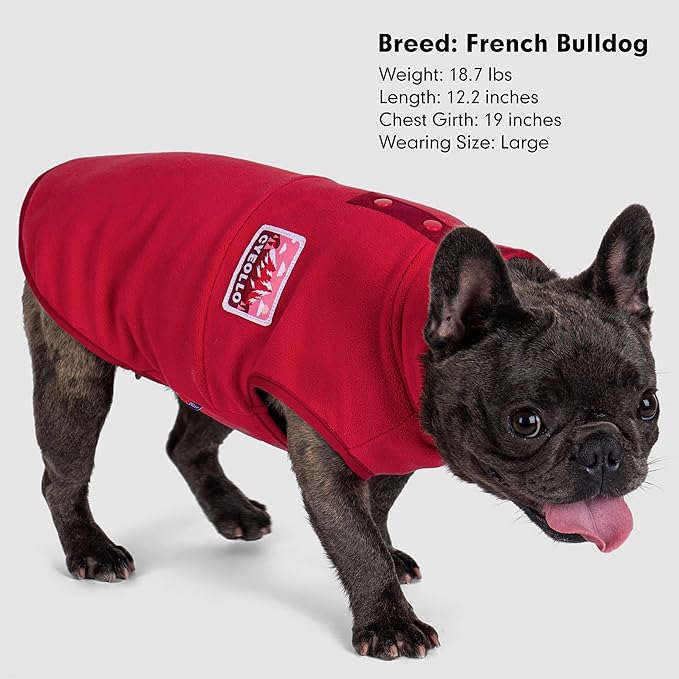 cyeollo Fleece Dog Sweater, Turtleneck Dog Sweatshirt Stretchy Pullover Fleece Vest Warm Winter Fall Clothes for Small Dogs Boy Girl Pet Apparel, Red L