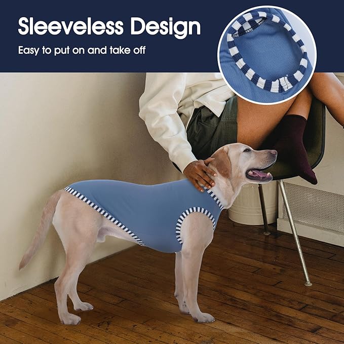 IECOii 2 Pack Great Dane Dog T Shirts | Comfortable Fabric Vest for Dogs with Sensitive Skin - Durable Fit - Spring, Summer, Fall Wear for Giant Breed, Grey+Blue,5XL