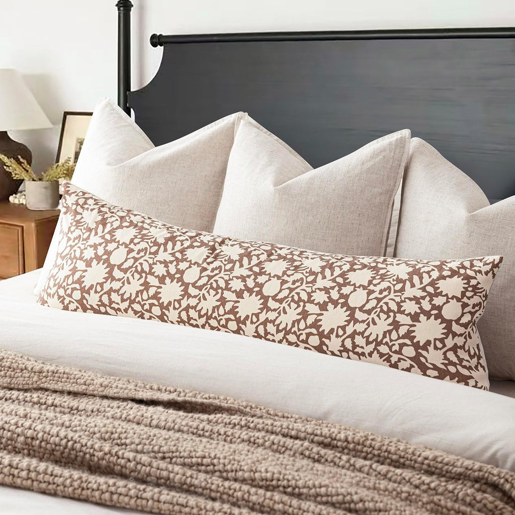 Foindtower Set of 2 Decorative Long Body Lumbar Throw Pillow Covers Accent Farmhouse Cushion Covers Boho Pillowcase for Couch Sofa Bedroom Living Room Home Decor,14×36 Inch,Light Orange Brown