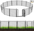 ADAVIN Garden Fence with Gate 32in(H) x 31 ft(L),14 Panels Black Heavy Duty Iron Metal Animal Barrier Fence, Indoor&Outdoor Dog Playpen, Camping Fence, No Dig Garden Border Fencing for Yard