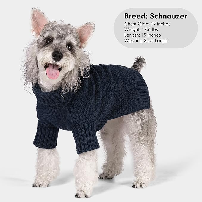 cyeollo Small Dog Sweater, Warm Turtleneck Sweaters for Small Dogs Boy, Knit Doggy Sweatshirt with Sleeves Fall Winter Pullover Cold Weather Dog Clothes for Indoor & Outdoor Wear, Navy S