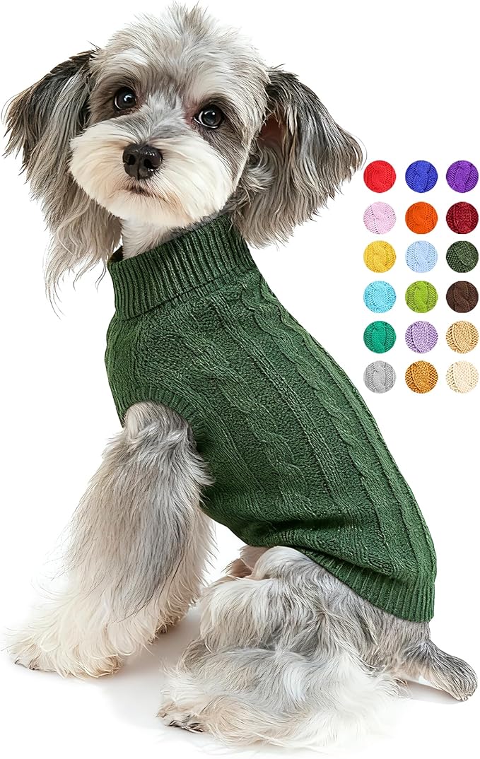 Dog Sweater for Small Medium Large Dogs - Warm Winter Turtleneck Knit Dog Sweaters Soft Pet Cat Clothes Christmas Coat Indoor Outdoor Use for Puppy Kitten Male Female Girl Boy Pets