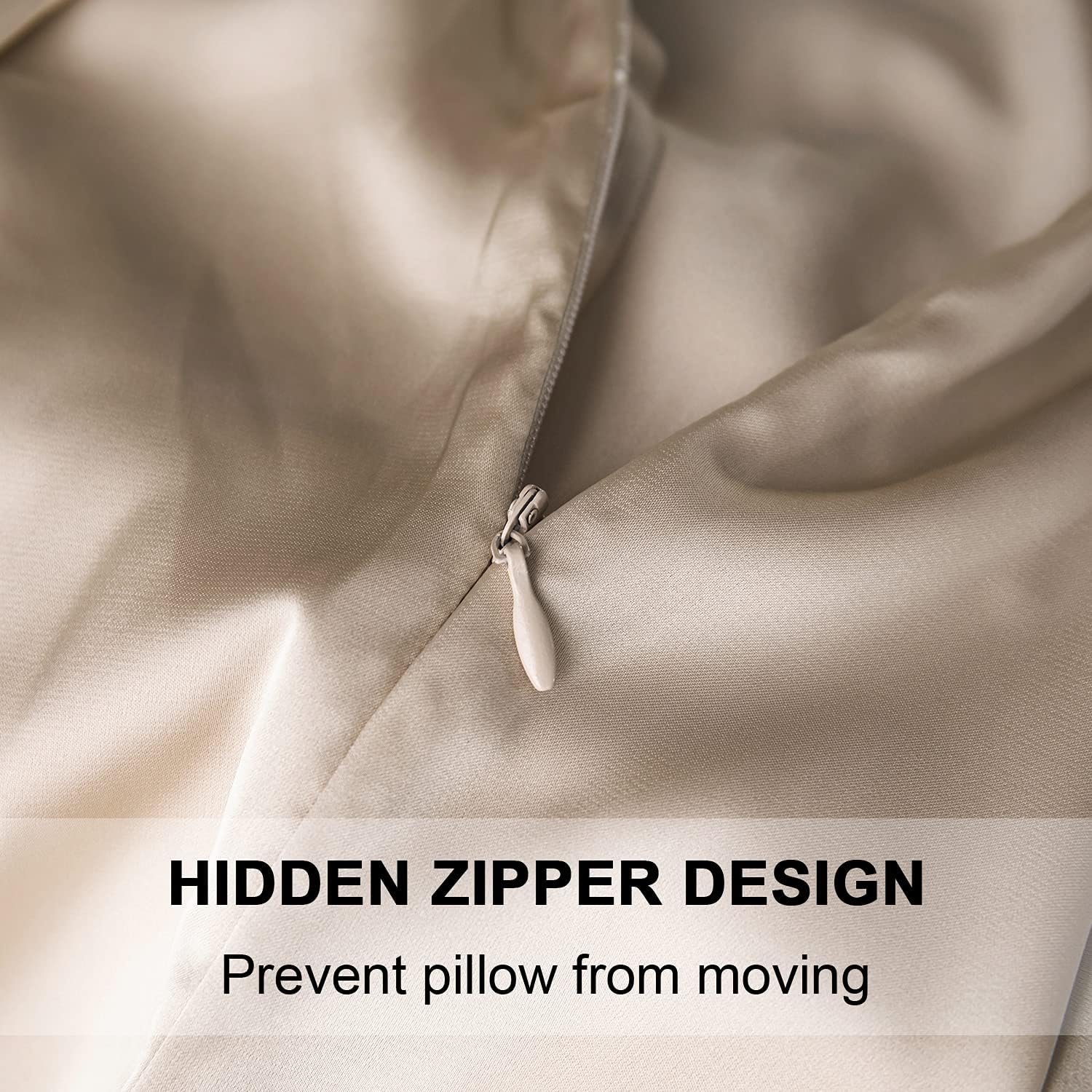 Mulberry Silk Pillowcase for Hair and Skin,Standard Size Cooling Silk Pillow Case with Hidden Zipper,Allergen Proof Dual Sides Soft Breathable Smooth Silk Pillow Cover for Women(Standard,Champagne)