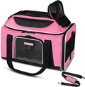 Petskd Top-Expandable Pet Carrier 18x11x11 Inches Delta American United Airline Approved, Soft-Sided Carrier for Small Cats and Dogs with Locking Safety Zippers and Anti-Scratch Mesh(Pink)
